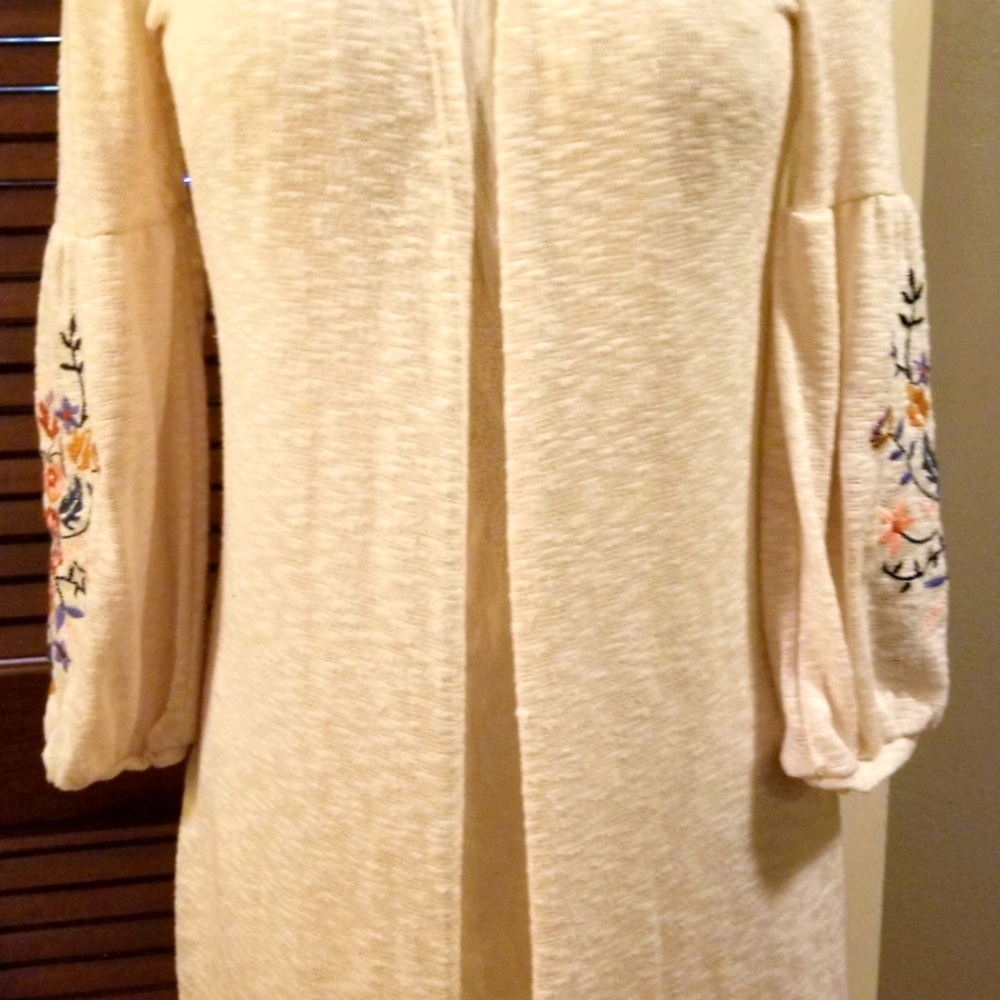 Long Cardigan, Medium, Cream colored